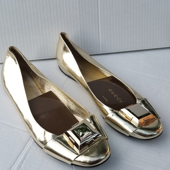 Gucci Gold Ballerina Flats - Picture 3 of 10